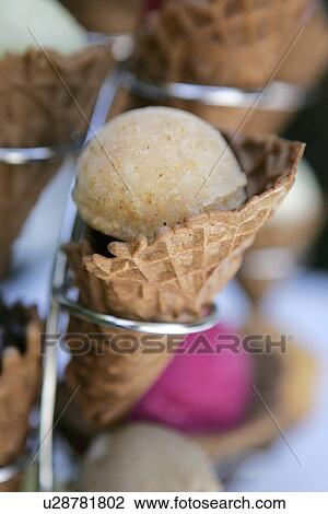 Sorbet Ice Cream in a Waffle Cone View Large Photo Image Stock Image - Sorbet Ice Cream in a Waffle Cone. Fotosearch