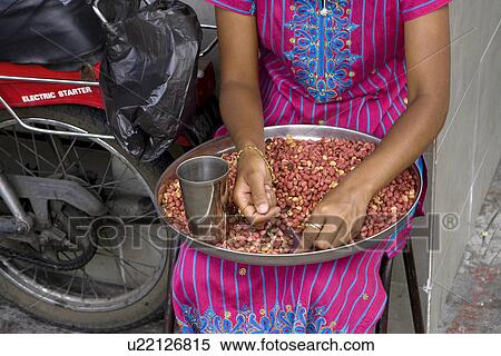 Stock Photography - Sorting Beans, Port Louis Market, Mauritius. Fotosearch