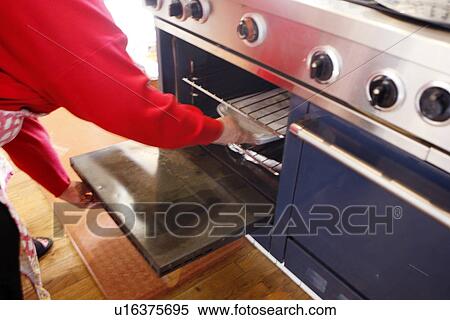 Woman placing Dish in Oven View Large Photo Image Stock Photography - Woman placing Dish in Oven. Fotosearch