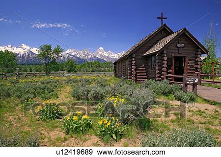 episcopal chapel wyoming grand teton national View Large Photo Image Stock Photo - episcopal chapel wyoming grand teton national. Fotosearch