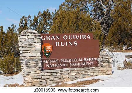 Stock Image -  gran quivira ruins new mexico hispanic nm marker. Fotosearch