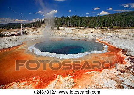 Stock Photo -  sun crested pool old faithful area upper geyser . Fotosearch
