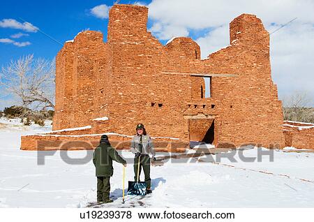 winter quarai ruins new mexico hispanic nm snow  View Large Photo Image Stock Photo -  winter quarai ruins new mexico hispanic nm snow . Fotosearch