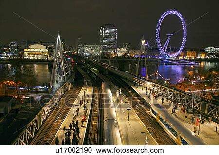 England London Charing Cross Railway Station View Across Charing Cross Railway Station Over Hungerford Bridge Towards The Royal Festival Hall And