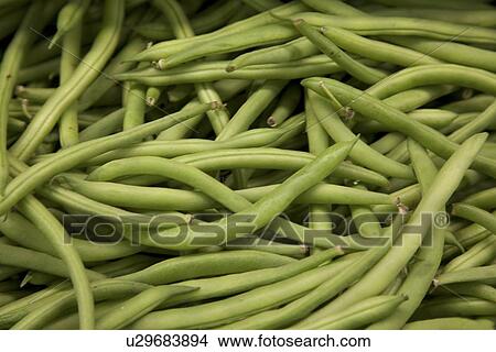 Picture - Close-up of string beans in market. Fotosearch