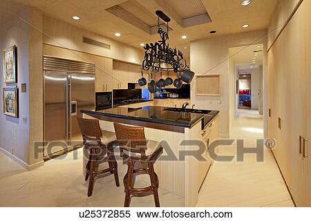 Contemporary kitchen counter in manor house View Large Photo Image Stock Photography - Contemporary kitchen counter in manor house. Fotosearch