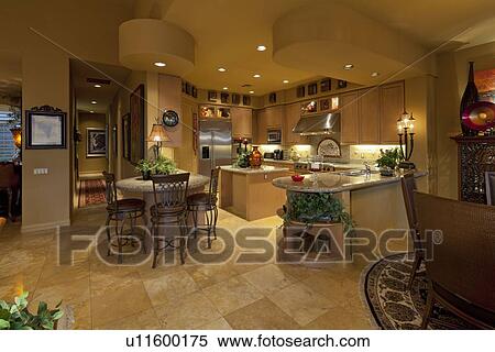 Contemporary kitchen in luxury manor house View Large Photo Image Stock Photography - Contemporary kitchen in luxury manor house. Fotosearch