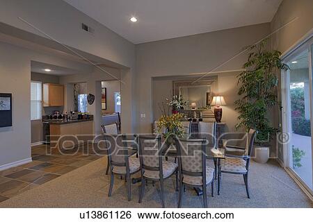 Stock Photograph - Interior of dining room of manor house. Fotosearch