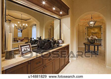 Stock Photo - Interior of hallway with showpiece in manor house. Fotosearch