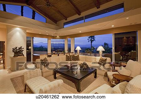 Living room interior of luxury villa View Large Photo Image Stock Image - Living room interior of luxury villa. Fotosearch