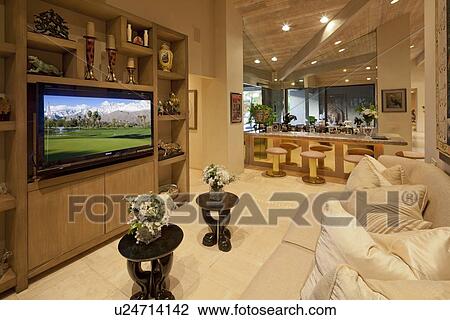 Stock Image - Living room interior of modern luxury house. Fotosearch