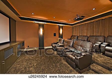 Media room with leather furniture in luxury mansion View Large Photo Image Picture - Media room with leather furniture in luxury mansion. Fotosearch