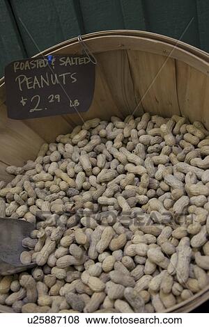 Peanuts in basket on display in market View Large Photo Image Stock Photo - Peanuts in basket on display in market. Fotosearch