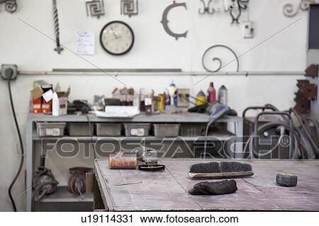 Stock Image - View of metal workshop. Fotosearch