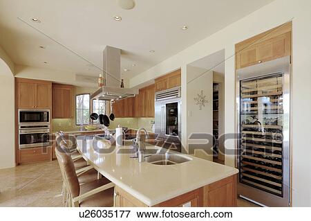 Contemporary kitchen interior of luxury manor house View Large Photo Image Stock Photo - Contemporary kitchen interior of luxury manor house. Fotosearch