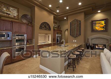 Stock Image - Contemporary kitchen interior. Fotosearch