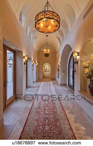 Empty hallway in luxury mansion View Large Photo Image Stock Photo - Empty hallway in luxury mansion. Fotosearch