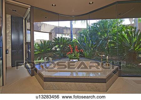Luxurious bathroom in modern villa View Large Photo Image Stock Photograph - Luxurious bathroom in modern villa. Fotosearch