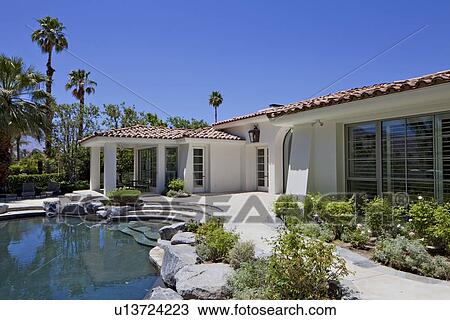 Luxurious villa with swimming pool View Large Photo Image Stock Image - Luxurious villa with swimming pool. Fotosearch