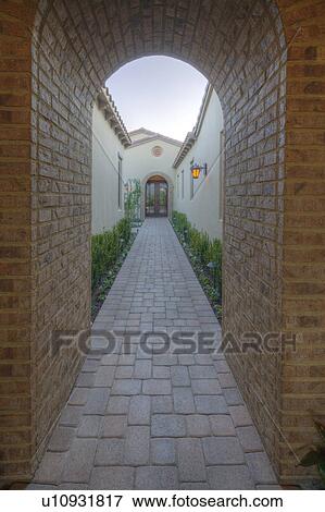 Stock Photo - Narrow walkway in mansion. Fotosearch