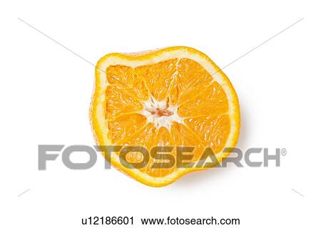 Cross section of a squeezed orange slice over white background View Large Photo Image Stock Image - Cross section of a squeezed orange slice over white background. Fotosearch
