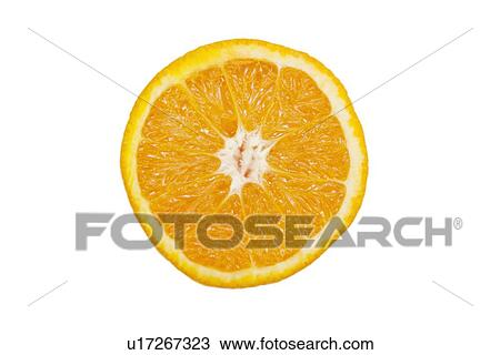 Cross section of sliced pulpy orange against white background View Large Photo Image Stock Image - Cross section of sliced pulpy orange against white background. Fotosearch