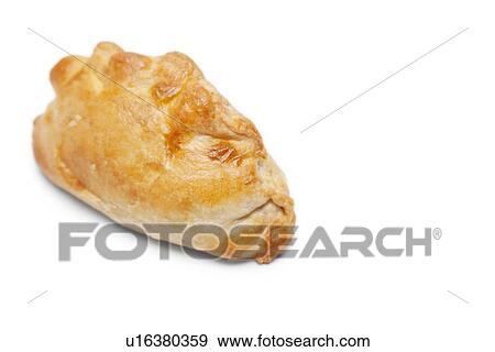 Stock Photo - Fresh Cornish pastry over white background. Fotosearch