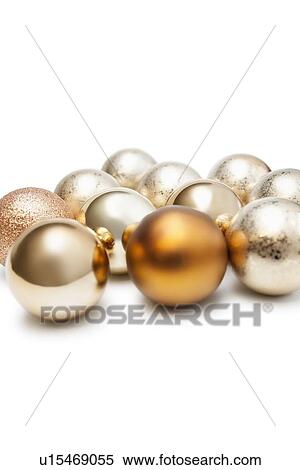 Stock Photography - Group of Christmas baubles over white background. Fotosearch