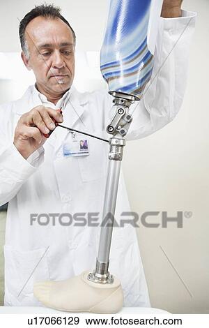 Mature technician working on prosthetic device View Large Photo Image Stock Photo - Mature technician working on prosthetic device. Fotosearch