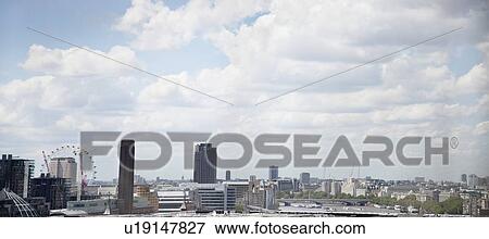 Stock Photo - Panoramic shot of cityscape in London, England, UK. Fotosearch