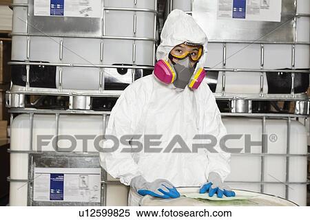 Portrait of female technician in hazmat suit and gas mask View Large Photo Image Stock Photography - Portrait of female technician in hazmat suit and gas mask. Fotosearch