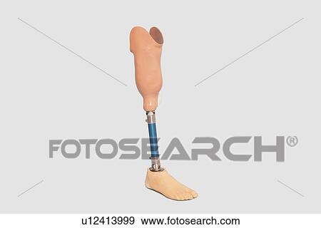 Prosthetic leg over grey background View Large Photo Image Stock Photo - Prosthetic leg over grey background. Fotosearch