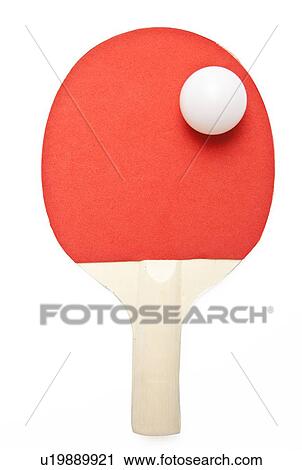 Stock Image - Table tennis paddle and ball over white background. Fotosearch