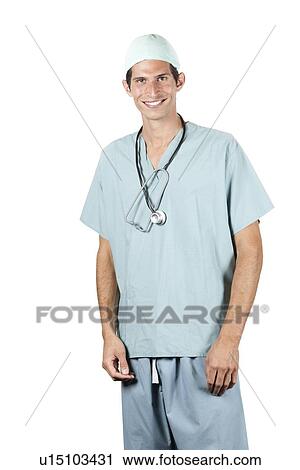 Young doctor smiling and wearing scrubs View Large Photo Image Stock Image - Young doctor smiling and wearing scrubs. Fotosearch