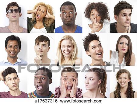 Collage of multi-ethnic people with various facial expressions View Large Photo Image Stock Photograph - Collage of multi-ethnic people with various facial expressions. Fotosearch
