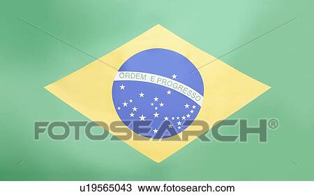 Stock Image - Full-frame shot of Brazilian flag. Fotosearch