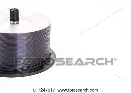 Stock Photo - Stack of CDs on a spindle over white background. Fotosearch