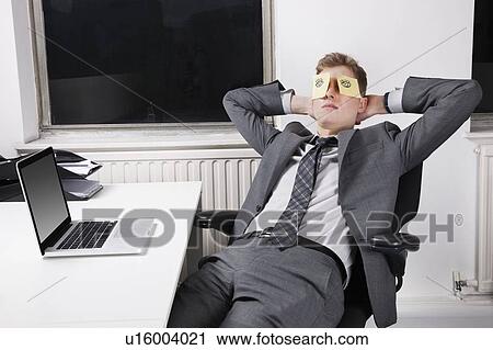 Businessman sleeping with sticky notes on eyes in office View Large Photo Image Stock Image - Businessman sleeping with sticky notes on eyes in office. Fotosearch
