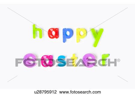 Colorful alphabet magnets spell 'happy Easter' over white background View Large Photo Image Stock Image - Colorful alphabet magnets spell 'happy Easter' over white background. Fotosearch