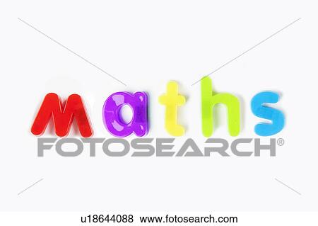 Stock Photo - Colorful alphabet magnets spelling 'maths' over white background. Fotosearch