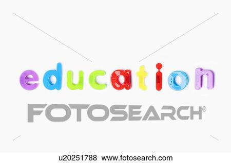 Stock Photo - Education' spelled with colorful alphabet magnets over white background. Fotosearch