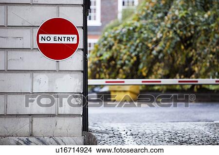 No Entry sign on wall by street View Large Photo Image Picture - No Entry sign on wall by street. Fotosearch