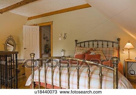 Antiker, einrichtung, und, messing, bett, in, dass, meister