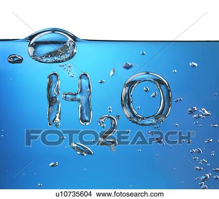 Stock Photo of Formula of Water H2O made by oxygen bubbles, conceptual ...