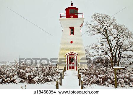 Faro En Invierno Victoria Isla Principe Eduardo Canada Foto U Fotosearch