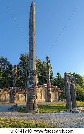 Totem poles and long house, Museum of Anthropology, (MOA) University of ...