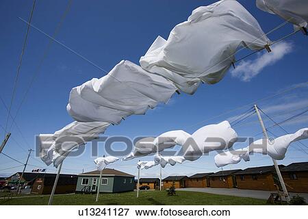 White Sheets On A Clothes Line At Gros Morne Cabins Rocky Harbour