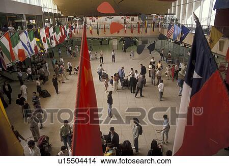airport, JFK, New York City, New York, Flags of the countries are displayed inside the international terminal of the John F. Kennedy Airport in New York. View Large Photo Image Picture - airport, JFK, New York City, New York, Flags of the countries are displayed inside the international terminal of the John F. Kennedy Airport in New York.. Fotosearch