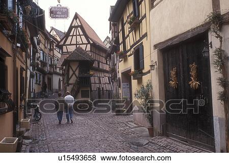 Alsace, France, Eigisheim, Europe, Half-timbered houses line the narrow cobbled streets of Eigisheim, a wine growing village of Alsace, France. View Large Photo Image Stock Photo - Alsace, France, Eigisheim, Europe, Half-timbered houses line the narrow cobbled streets of Eigisheim, a wine growing village of Alsace, France. . Fotosearch