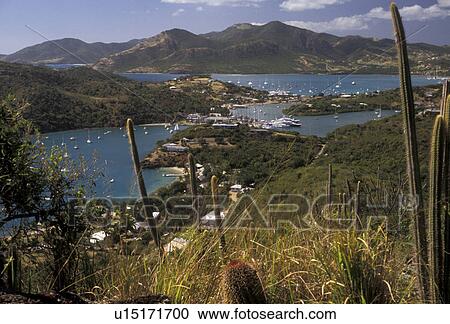 Antigua, Caribbean, Caribbean Islands, Scenic aerial view of English Harbour on the island of Antigua (a British Commonwealth member). View Large Photo Image Stock Image - Antigua, Caribbean, Caribbean Islands, Scenic aerial view of English Harbour on the island of Antigua (a British Commonwealth member). . Fotosearch